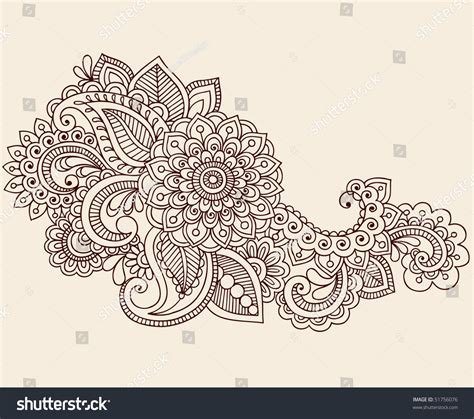 2_HandDrawn Abstract Henna Mehndi Flowers And Paisley Doodle Vector