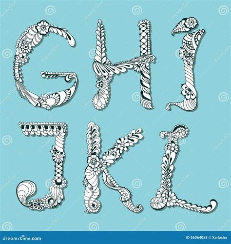 3_Floral alphabet mehndi stock vector Illustration of decoration  56064053