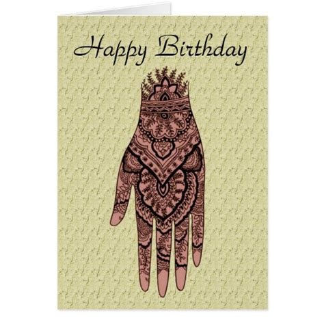 2_Mehndi Hand Tattoo Art Design Birthday Card  Zazzle