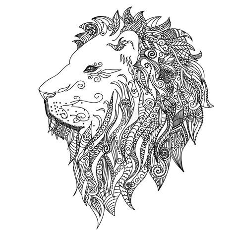 1_Lion Mehndi Tattoo Doodles Style Stock Vector  Illustration of head