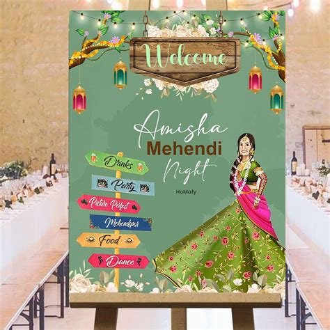 2_Customized Mehendi Welcome Board  Wedding Sign Board  Homafy