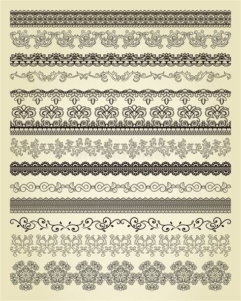 14_Set of Mehndi Flower Pattern and Seamless Border for Henna Drawing and
