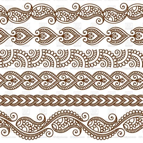 15_Mehndi Style Simple Elements Set of Creative Border Ornaments Stock