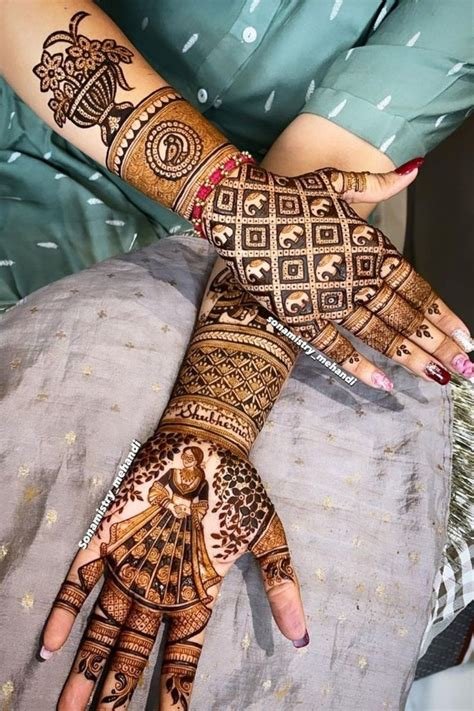 5_Mehndi Indian Henna Tattoo Design with Elephants Stock Illustration