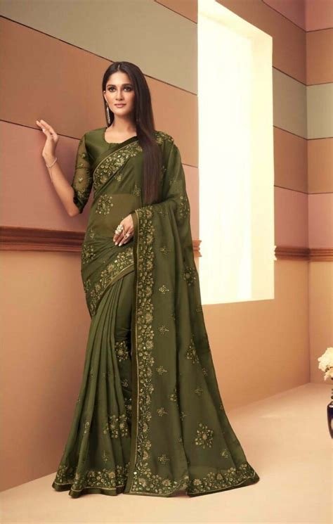 7_Buy Multi Colour Resham Mehndi Trendy Saree Online  87340  Saree