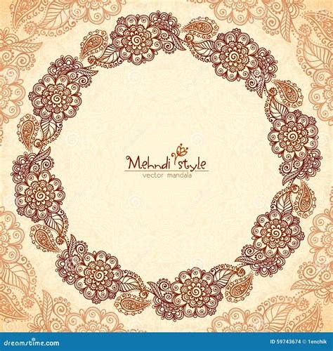 3_Handdrawn Henna Design Frame In Mehndi Style Stock Vector  Image