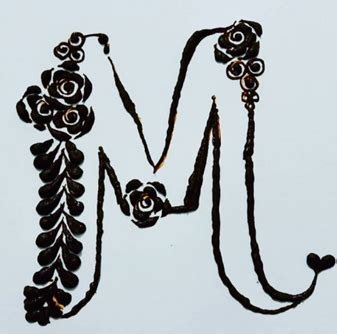 13_Letter M with Mehndi flower decorative ornament in ethnic oriental