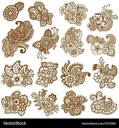 1_Mehndi design patterns Royalty Free Vector Image