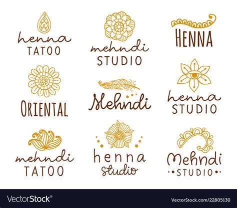 1_Henna mehndi logo set Royalty Free Vector Image