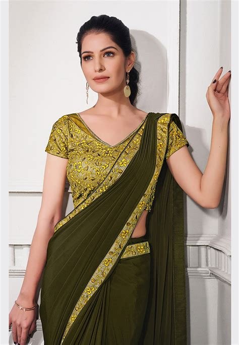 2_Mehndi silk saree with blouse 21510