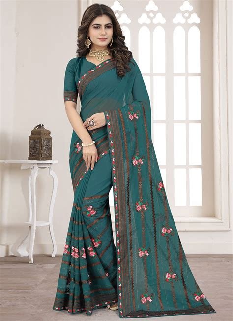 4_Embroidered Mehndi Saree buy online