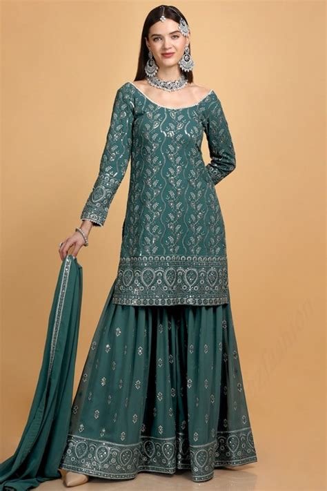 11_Georgette abaya style Anarkali suit in Mehndi colour 2071B