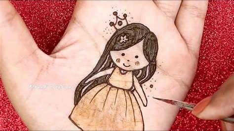 1_How to draw cute princess mehndi design for kids by mehndi creations