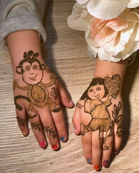 7_Cartoon  Simple Mehndi Designs For Kids They Just Love Them