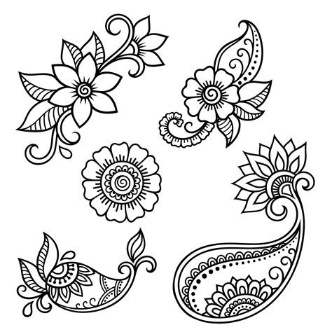 1_Premium Vector  Set of mehndi flower pattern for henna drawing and