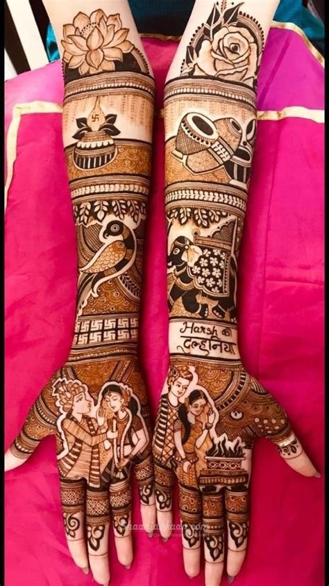 1_Unique 21 Ring Ceremony Mehndi Design for Engagement Bride