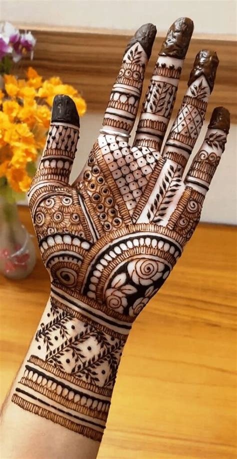 3_Unique 21 Ring Ceremony Mehndi Design for Engagement Bride