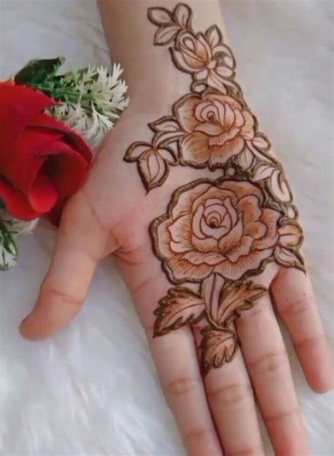 8_Rose Flower Mehndi Design For Back and Front Hand Wow Rose Mehndi