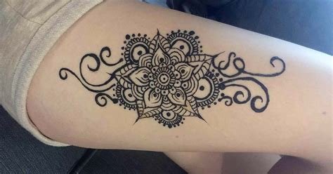 6_Simple mehndi design for thigh  Thigh Henna Mehndi Tattoo Art Designs